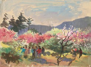 近现代 秦宣夫 梅花山春游-X 60x44[山水]
