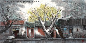 近现代 祝林恩 京城胡同小景 138x70[山水]