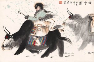 近现代 盖茂森 人物图轴 68x45[人物]
