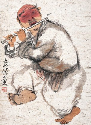 近现代 王迦南 踏歌行55x75ok [人物] 