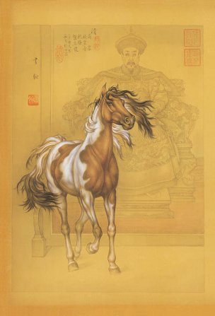 近现代 田书翰 乾隆与马图 26x38[走兽]
