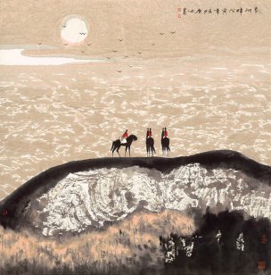近现代 白庚延 黄河畔 113x115[人物]