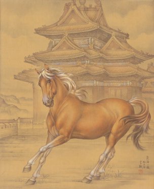 近现代 田书翰 红玉座-55x44[走兽]