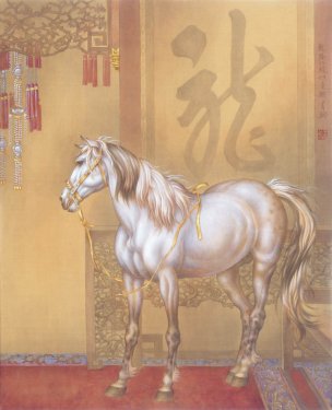 近现代 田书翰 乾隆八骏-如意骝-54x44[走兽]