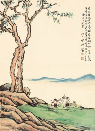 近现代 王登科 清明-1 49x68[人物]