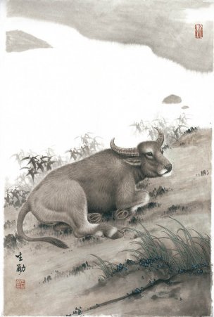 近现代 王生勈 十二生肖 牛 47x69[走兽]