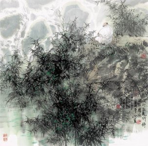 近现代 王明明 闲行数乱竹-68x68 [人物]