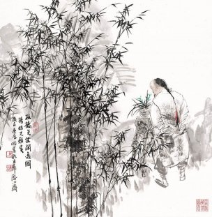近现代 王明明 人物2(板桥先生闲逸图)-68x66.5 [人