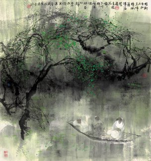 近现代 王明明 绿树交加山-95x90 [人物]