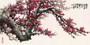 近现代 王成喜 铁古梅-X 138x68[花鸟]