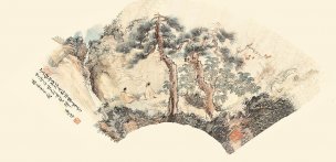 近现代 溥儒 溥心畲  空山秋雨（扇面）59.4-28.9