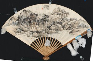 近现代 楼辛壶 山水成扇1 50x24[山水] 