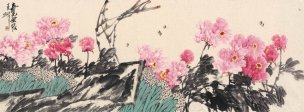 近现代 柳川 春光无限牡丹 190X70[花鸟] 