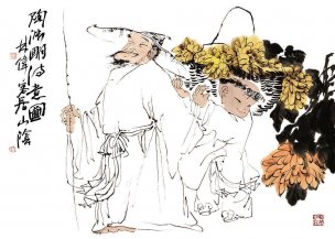 近现代 林伟 陶渊明诗意图[人物]