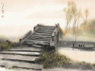 近现代 杨明义 江南白桥 CA0803060-081  45.5x34.5[山水