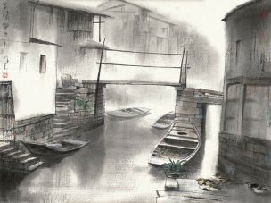 近现代 杨明义 江南白桥 CA0803060-084  45.5x34.5[山水