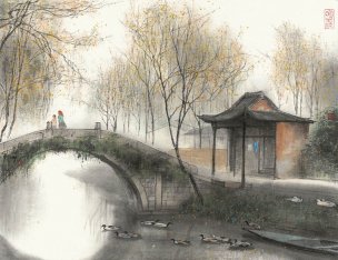 近现代 杨明义 江南白桥 CA0803060-089  45.5x34.5[山水