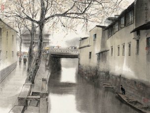 近现代 杨明义 江南白桥 CA0803060-076  45.5x34.5[山水