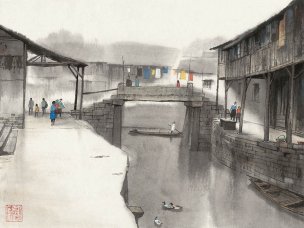 近现代 杨明义 江南白桥 CA0803060-054  45.5x34.5[山水