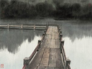 近现代 杨明义 江南白桥 CA0803060-051  45.5x34.5[山水