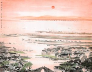 近现代 杨明义 扬城朝晖 245x192[山水]