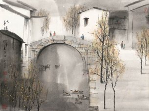近现代 杨明义 江南白桥 CA0803060-018  45.5x34.5[山水