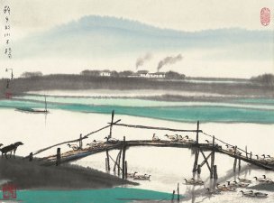 近现代 杨明义 江南白桥 CA0803060-034  45.5x34.5[山水