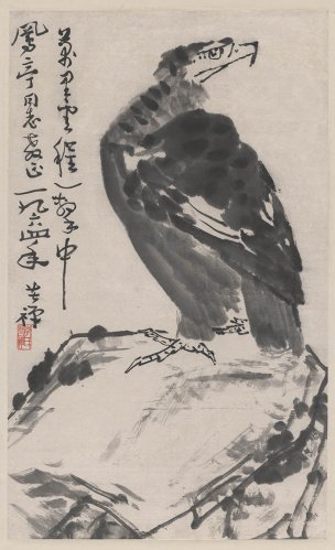 近现代 李苦禅 雄鹰图轴 52X86[花鸟] 