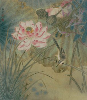 近现代 李科宏 秋水芙蓉 76x88[花鸟] 