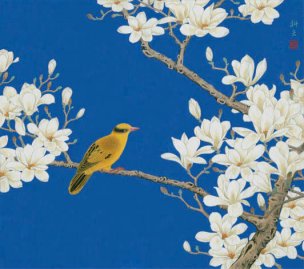 近现代 李科宏 玉兰黄鹂图 75x66[花鸟] 