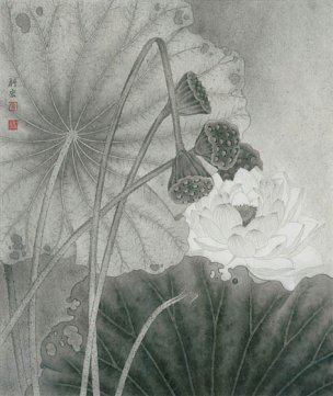 近现代 李科宏 素颜清荷 70x84[花鸟] 