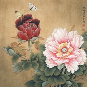 近现代 李晓明 飞艳红装 43x43[花鸟]
