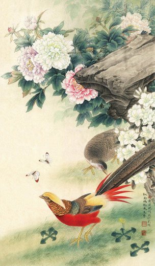 近现代 李晓明 锦绣前程 65.5x112[花鸟]