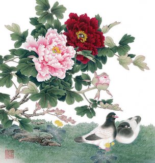 近现代 李晓明 工笔 牡丹 [花鸟]