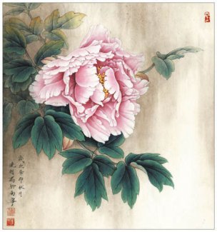 近现代 李晓明 红粉佳人 42x45[花鸟]