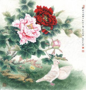 近现代 李晓明 和平之春 63.5x66[花鸟]