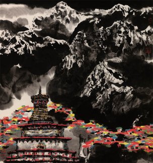 近现代 李小可 喜马拉雅的风 91x97[山水]