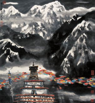 近现代 李小可 2006-9.喜马拉雅的风   97x90cm 2006年