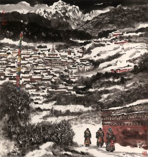 近现代 李小可 正月的雪 91x97[山水]