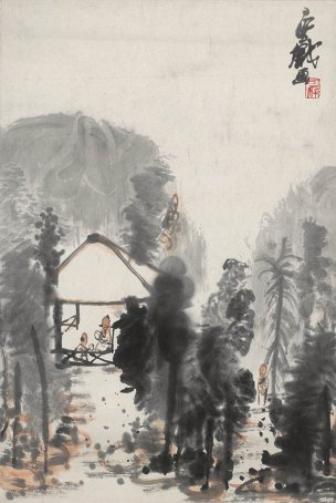 近现代 李可染 戏画-1 43X65[山水] 
