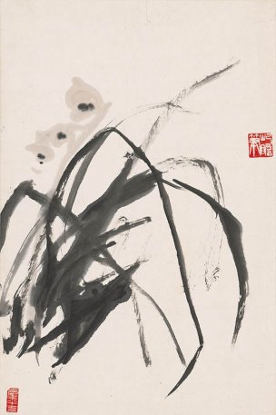 近现代 朱屺瞻 墨兰图轴66X44[花鸟]