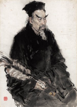 近现代 李世南 终南老道(扇)-68x49 [人物]