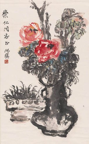 近现代 朱屺瞻 牡丹图80X50[花鸟]