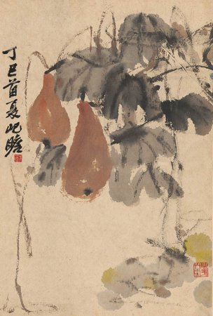 近现代 朱屺瞻 葫芦图轴64X43[花鸟]