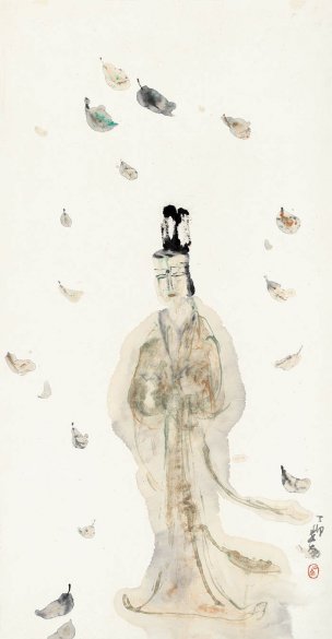 近现代 李世南 落叶洞庭-131x68 [人物]