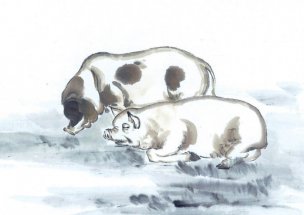 近现代 佚名 生肖动物集J173-77-国画生肖动物77[走