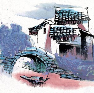 近现代 佚名 江南水乡画册J173-74-国画江南水乡