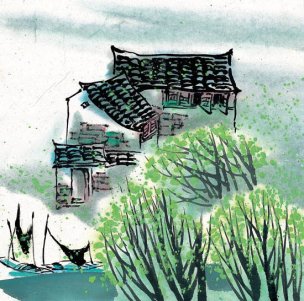 近现代 佚名 江南水乡画册J173-74-国画江南水乡 