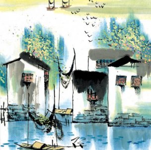 近现代 佚名 江南水乡画册J173-74-国画江南水乡 