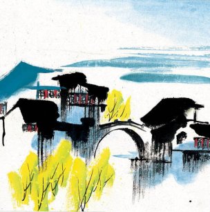 近现代 佚名 江南水乡画册J173-74-国画江南水乡 